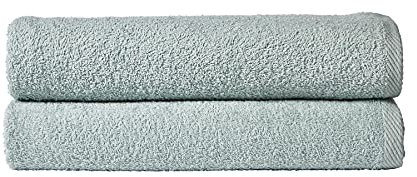 Olivia Rocco Pack Of 2 Bath Sheets Everyday 100% Cotton Multi Purpose Travel Gym Holiday Towels, Duck egg