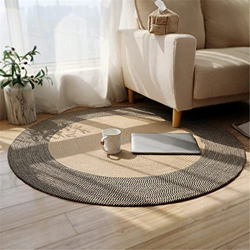 SWECOMZE Jute Teppich Handmade Geflochten Rund Teppich Fur Wohnzimmer,Schlafzimmer,Badezimmer,Kinderzimmer Tatami Bauernhaus (120 * 120cm)