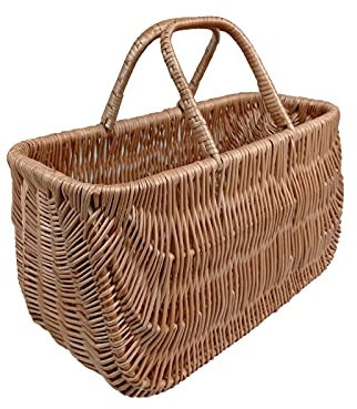 Korbtasche Stilvolle Handtasche Einkaufskorb Naturgeflecht 41 x 20 H 24/39 cm