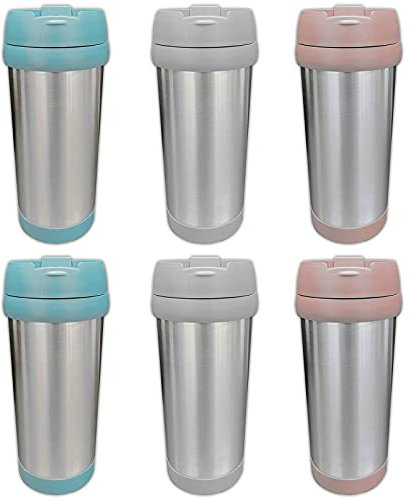 6er Set Thermobecher 450ml Isolierbecher Edelstahl Kaffeebecher Isolierflasche Kühlbecher 0,45l Thermosflasche