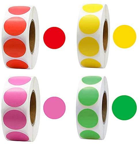 2000 Stücke (4 Rollen) Aufbewahrung Beschriftung, Rund Klebeetiketten, Kleine Runde Dot Aufkleber, Dot Sticker, 4 Farben, für DIY Scrapbook-Kalender, Büro, Lagermarke