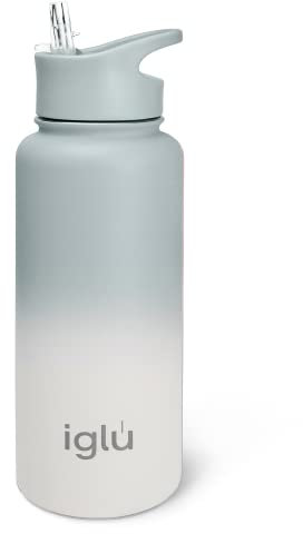 iglu Reusable Water Bottles | Premium Double Walled Stainless Steel | 1L Vacuum Insulated Bottle | 24 Hours Cold & 12 Hours Hot | Sweatproof & BPA Free | Great His & Her Eco-Friendly Gift (Alaska)