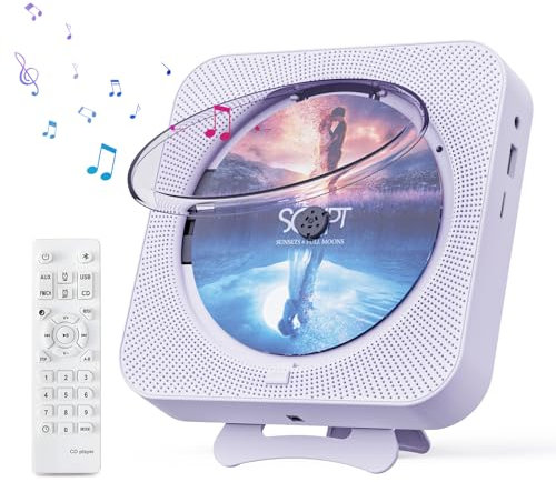 MICOCIOUS Portable CD Player with Bluetooth Computer CD Player for Home Music CD Players with Remote Control, Timer, Built-in Dual Speakers with