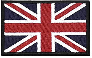 50x80mm Union Jack Embroidered Flag, 50x80mm, United Kingdom, Military Uniform Embroidered Iron-On/Heat Seal Adhesive Fabric Patch