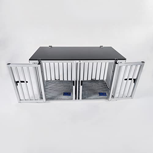 Callieway Faltbare/Klappbare ALU DOGBOX/Hundebox/Transportkäfig klappbar (Twinbox M)