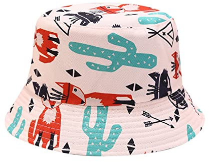 Hut Baby Sommer Sonnenschutz Schutz Hut Baby Mädchen Junge Hut Bucket Sided Beach Fisherman Sun Kleinkind Cartoon Double Boy Protection Prints Mädchen Cap Outdoor Babyschal Junge (A, One Size)