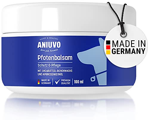 ANIUVO® Pfotenbalsam [100ml Vorratspackung] - Pfotenpflege für Hunde gegen trockene und Wunde Pfoten - Hochwertiger Pfotenschutz für deinen Hund mit Bienenwachs, Sheabutter & Aprikosenkernöl