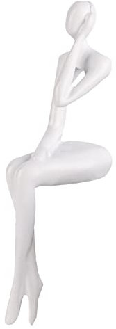 SHENGTIAN Lesende Frau Statue, Harz Skulptur Set in Weiß für Bücherregal, Musik Hörende Frau Statue, Buchliebhaber Deko, Wohnzimmer Ornamente (Weiß-D)