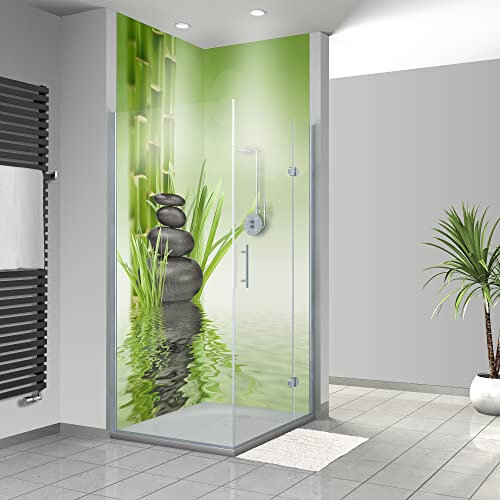 WANDFREUDE individuelle Duschrückwand Aluverbundplatte auf Maß (2 Stück - Grünes Wasser - Seidenmatt) – Dusche Wandverkleidung Duschwandverkleidung Duschrückwände