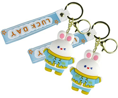 Abaodam 2st Tang-Anzug-Hasen-Ornament Schlüsselanhänger Zum Chinesischen Neujahr Handtaschenanhänger Kaninchen-schlüsselanhänger des Neuen Jahres Schnalle Fräulein Weiches Gummi Geldbörse