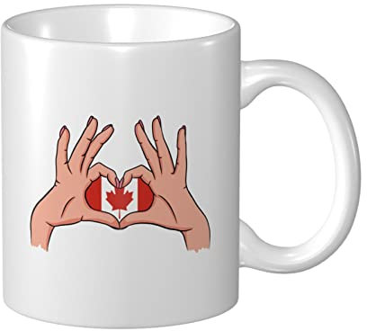 YINGD Kaffeetassen Flagge Herz Kanada Pantone Persönlichkeit Tasse Weiß Keramik Tasse Teebecher für Zuhause Büro Reise Tasse