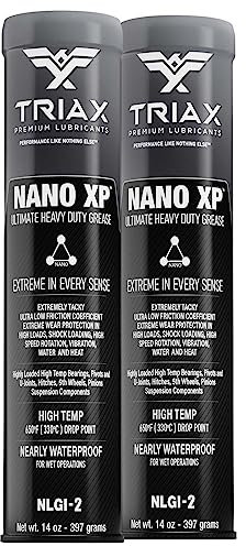 TRIAX Nano XP Ultra Heavy Duty Grease, Nano Fullerene, 5th Wheel, Ultra Heavy Duty, High Temp, Extreme EP Load Rating, Low Friction (2 x 14 oz tubes)