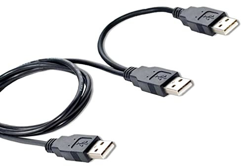 ONOGAL Câble Splitter USB 2.0 mâle vers mâle vers double d'extension de données et alimentation supplémentaire pour disque dur portable