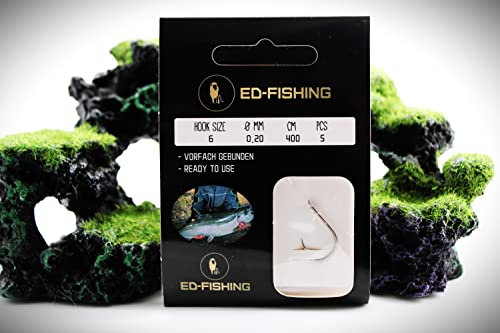 ED-FISHING Angelhaken Vorfach Forelle 4m, 5m, 6m, 7m, 0,20mm gebunden auftreibende Montage (Komplett Sparset 4m, 5m, 6m, 7m)