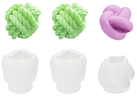 PATIKIL 3pz 3D Stampo, Filato Silicone Stampo Nodo Palla Forma Stampo per Sapone Cera Resina Artigianato Creazione Tavolo Casa Decorazioni