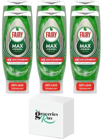 GroceriesRus Fairy Liquid Max Power Original 640 ml confezione da 6 – rimuove le macchie ostinate.
