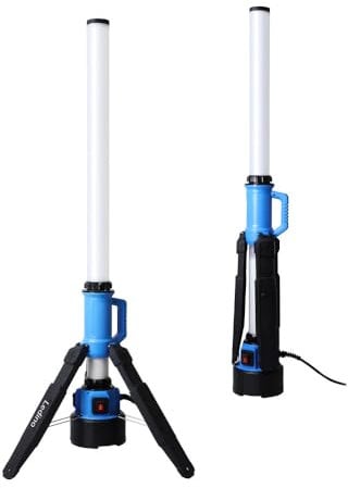 Ledino Hybrid LED Stehlampe 60W | 360° Baulampe mit 6.500 lm für Akku & Netzbetrieb | dimmbarer Arbeitsstrahler optimal als Arbeitsbeleuchtung inkl. Transportgriff | IP54 | Auch als Außenstrahler