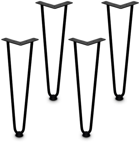 Mavö Möbelbeine Haarnadel 40 cm Schwarz Harpi 4 Stück | Stabile Tischbeine aus Metall, Moderne Möbelfüße für Tisch, Kommode, Schrank & DIY-Möbel, Hohe Belastbarkeit