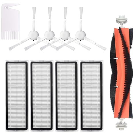 Hauteok Staubsauger Zubehör Zubehör Kit für Xiaomi Mijia 1C Kehr- und Reinigungsroboter Staubsauger 4 Seitenbürsten, 4 Filter, 1 Hauptbürste, 1 Reinigungsbürste