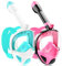 Tauchmaske Schnorchelmaske Erwachsene Jugendliche,180-Grad-Sicht Tauchmasken Anti-Leck Anti-Fog Schnorchelset Vollgesichtsmaske Taucherbrille zum Schnorcheln (Black Pink+Green)