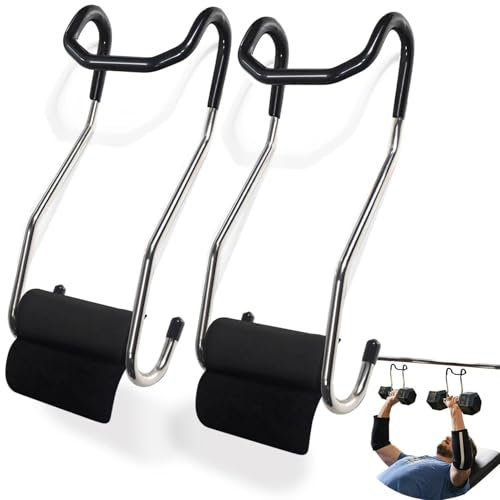 SEMEDOYO Dumbbell Spotter Hooks Barbell Attachment: for Shoulder and Chest Bench Press Hanging Dumbbells to Barbells Safety Hanger Attachment Improve Strength Performance