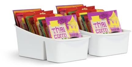 Pro Home Küchen Organizer mit 3 Fächern (2er Pack)- Aufbewahrungsbox für Tütensuppen, Gewürzmischungen UVM. Ordnungssystem für Lebensmittel Kunststoff