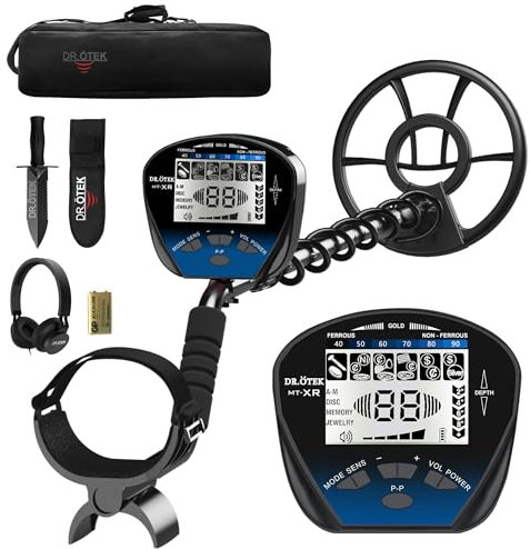 DR.ÖTEK Metal Detector per Adulti Professionali, Leggero Rilevatore, Modalità Pinpoint e di Memoria Esclusiva, Maggiore Precisione, Bobina Impermeabile IP68 (metal detector)