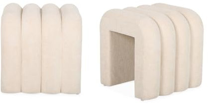 sweeek - Set de 2 poufs contemporains en Tissu Beige