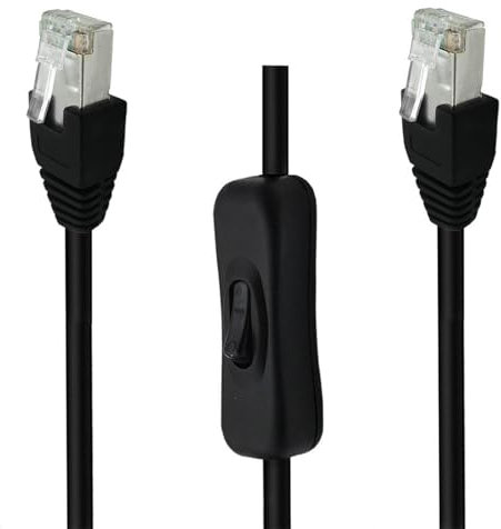MULAIDI Ethernets Extension Cord CAT6e RJ45 Extension Cord With On Off Switchs Male To Female/90Degree Angle RJ45 Networks Cable Indoor Use