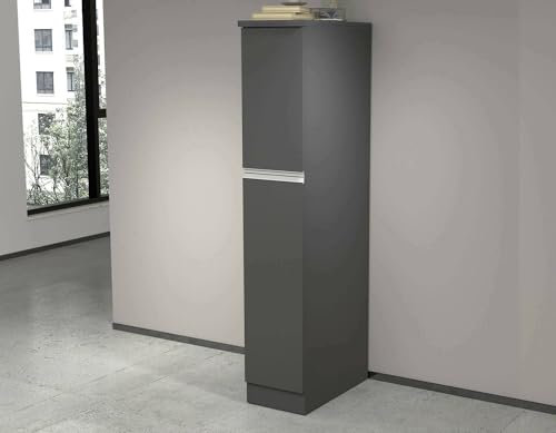Dmora - Küchenschrank Quintino, Mehrzweckschrank, Küchenzeile Schrank, Multifunktionales Kühlregal, 100% Made in Italy, 30 x 60 x 165 cm, Anthrazit und Schiefer