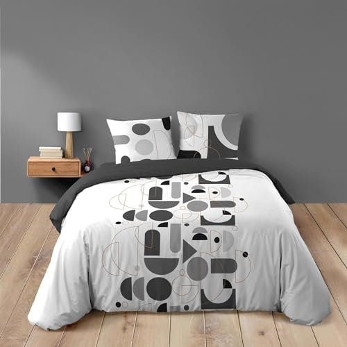 Douceur d'Intérieur Parure 3 Pièces (240 x 220 cm) Chilipop Noir, 100% Coton