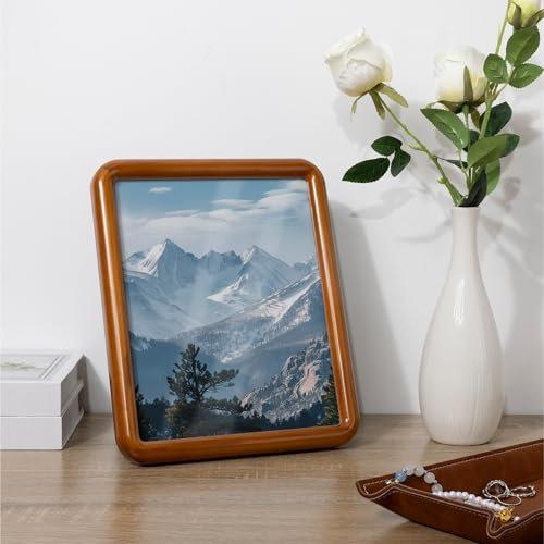 Navaris Cornice Foto in Legno 23 x 28 cm - Cornice Portafoto Vintage da Parete o Tavolo - Porta Foto in Legno di Pino Naturale - in Verticale o Orizzontale - Marrone Chiaro