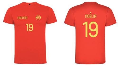 Camiseta Personalizada España | Regalos Originales | Regalo Original para Aficionados del Futbol | Camiseta Unisex España (FR/ES, Letras, L, Regular, Regular, Rojo, Hombre)