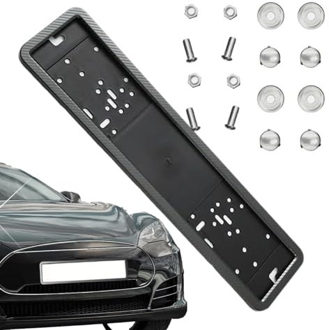 Kennzeichenhalterung Aus Edelstahl - Schwarz Auto Nummernschild Kfz Kennzeichen Halterung | Europäische Nummernschildrahmen | Halterungsrahmen Für Euro-Kennzeichen, Autozubehör