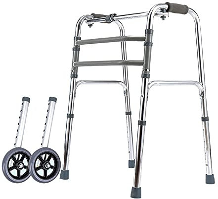 CGCSYZ Tragbare Mobilitätshilfe, höhenverstellbar, zusammenklappbar, leichtes Gehgestell aus Aluminium für Personen mit eingeschränkter Mobilität, Gehhilfe mit 2 Rädern, Toilett(