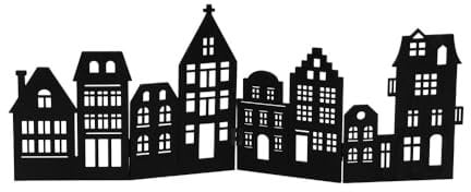 Posiwio Dekoleiste CITYLIGHTS schwarz aus Holz Holzhäuser Silhouette H58cm