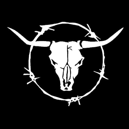 JIFENLI Autoaufkleber 15 cm * 10,9 cm Bardian Longhorn Bull Schädel Stacheldraht Kuh Vinyl Aufkleber Dekor Auto Aufkleber Schwarz/Silber