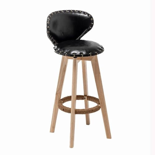 Taburetes de bar modernos con respaldo ajustable, giratorios, para islas de cocina y bar en casa, color negro