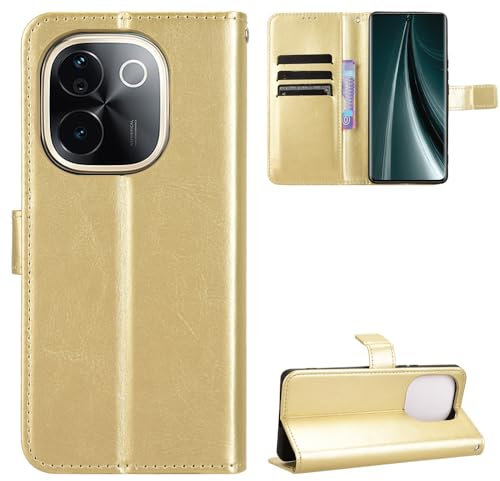 BellaCase iQOO Z9S Pro 5G Hülle [Brieftasche] [Klammerfunktion] [Kartenfächer] [Magnetic Flip Cover] Kompatibel mit iQOO Z9S Pro 5G Smartphone(Golden)