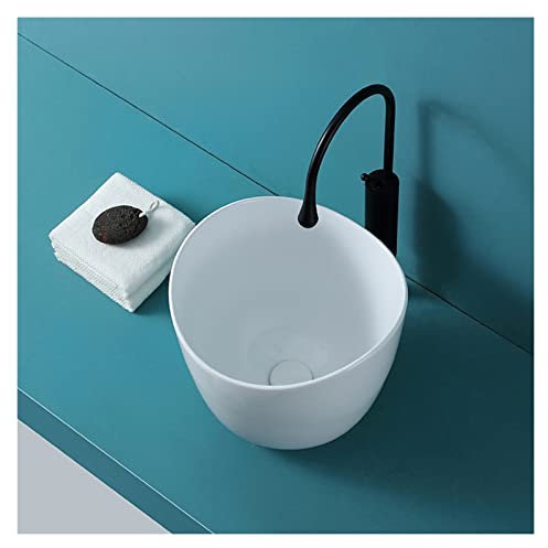 Lavabo de baño sobre encimera Lavabo de baño ovalado blanco Lavabo de cerámica de diseño más profundo Lavabo de baño sobre encimera Lavabo moderno Lavabo artístico Lavabo de tocador sobre encimera