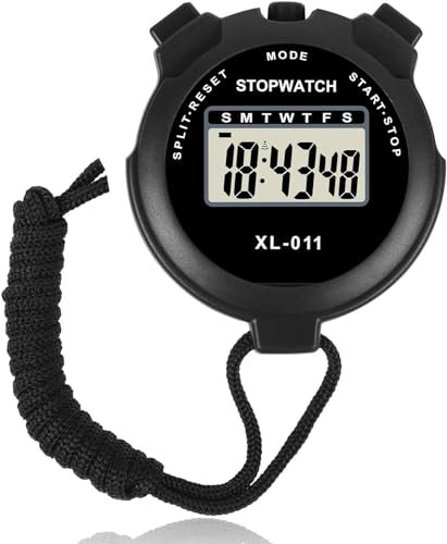 Generic Digital Sports Stopwatch Timer, Multi-Function Large Display With Countdown Timer, Shockproof, Black