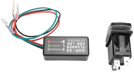 Blinker-Kippschalter, Blinker-Wippe, DC 12–24 V, Blinker-Wippe, Schalter mit Blinkender Grüner LED für ATV, UTV, Wohnmobil, Geländewagen, Pickup, Traktor, Boot, Motorrad