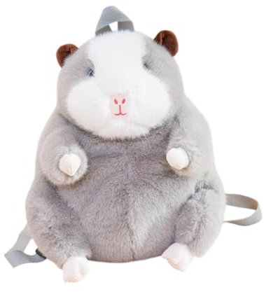 Oshhni Plüsch Meerschweinchen -Rucksack handgefertigtes lustiges Umhängetasche zum Einkaufsgeburtstag, Grau