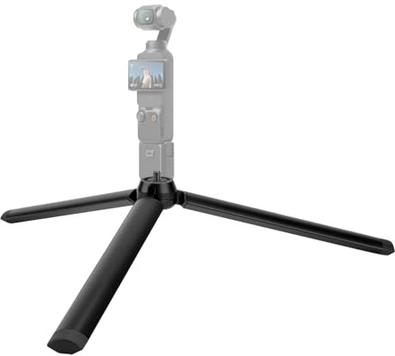 Geekria Metal Mini Tripod for Action Camera, Desktop Tabletop Stand Compact, Portable Travel, Compatible with DJI Osmo Pocket 3, Action 5 Pro Camera (Large/Black)