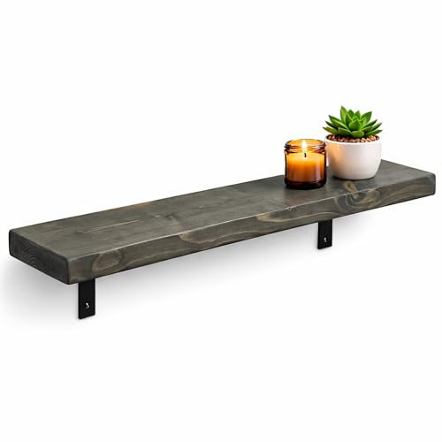 MKGT Radiator Shelf Solid Wood with Brackets | Rustic Wood Above Radiator | Radiator Cover Shelf for Hallway & Living Room – UK Handmade (Driftwood, 50 cm)