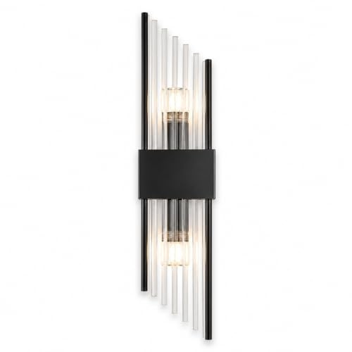 NICRX Luxuriöse Wandlampe mit Kristallglas | Modernes Wandlicht für Wohnzimmer,Schlafzimmer,Flur | Elegante Wandleuchte für Innenräume | E14-Fassung Geometrische Wandleuchten (Schwarz, 60cm)