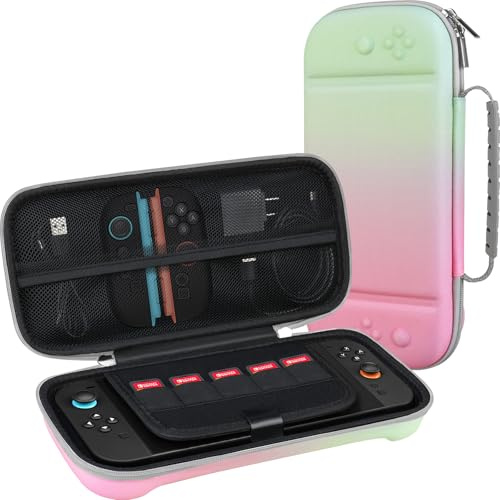 BOVKE Étui de Transport pour la Nouvelle 2025 Nintendo Switch 2, Porte Sac de Voyage Dur Protecteur Switch 2 avec Espace supplémentaire pour, câbles, Cartouches, Fantaisie Rose Vert [Jeu vidéo]
