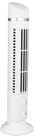 Mini ventilador de torre de escritorio, ventilador de torre sin aspas, ventilador de escritorio portátil USB con luz para el hogar, dormitorio, oficina (blanco)