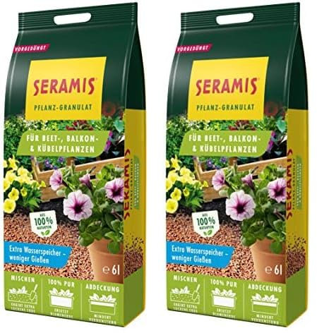Seramis Pflanz-Granulat für Beet-, Balkon- & Kübelpflanzen, 6 l – Tongranulat, Pflanzenerde Ersatz zur Wasser- und Nährstoffspeicherung, Nicht Zutreffend (Packung mit 2)