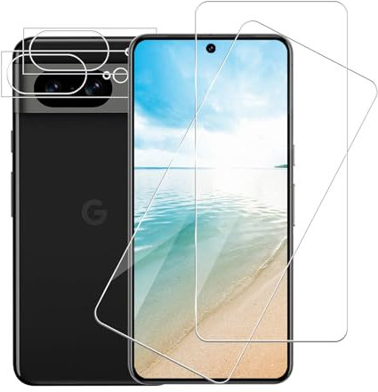 Carantee 2+2 pièces Verre Trempé pour Google Pixel 8 5G avec Caméra Arrière Protecteur, Bord 2.5D vitre protection pour Google Pixel 8, Sensible au Toucher Film Protection écran